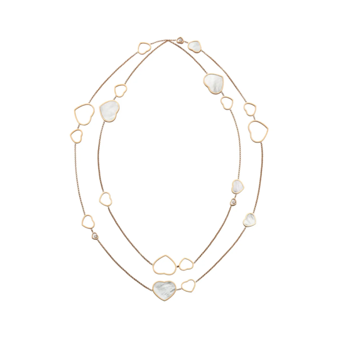 Happy Hearts Ethical Rose Gold Mother of Pearl & Diamond Layered Hearts Necklace