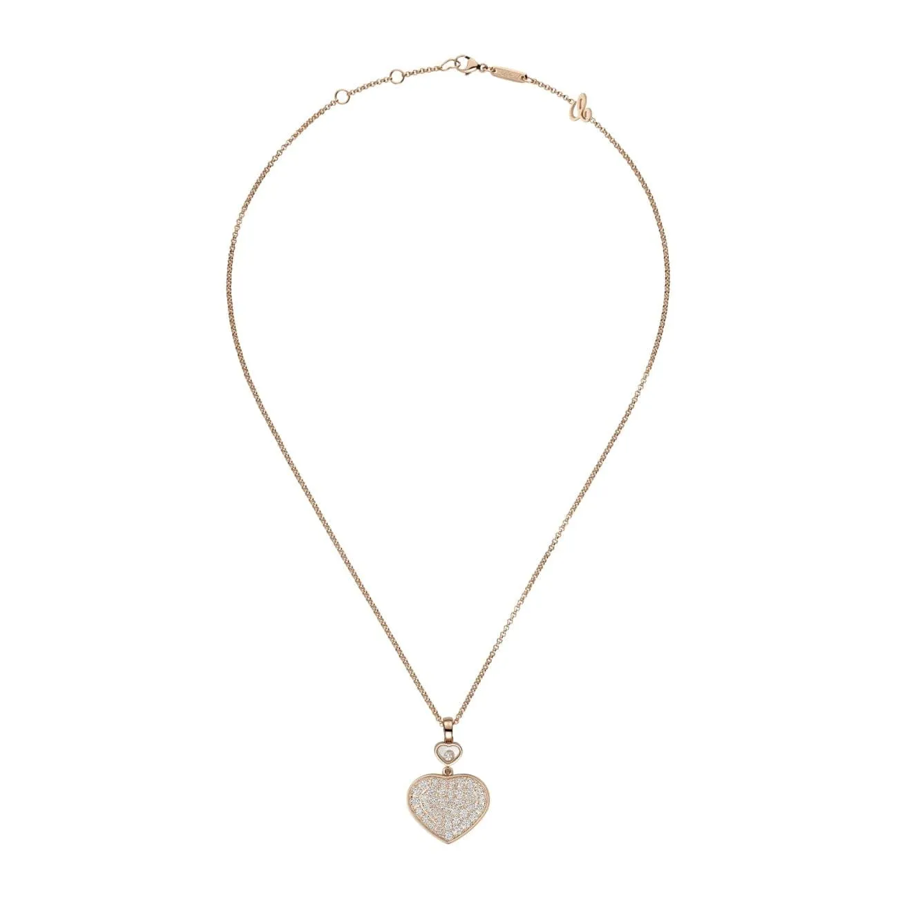 Happy Hearts Ethical Rose Gold Pavé Diamonds Pendant Necklace