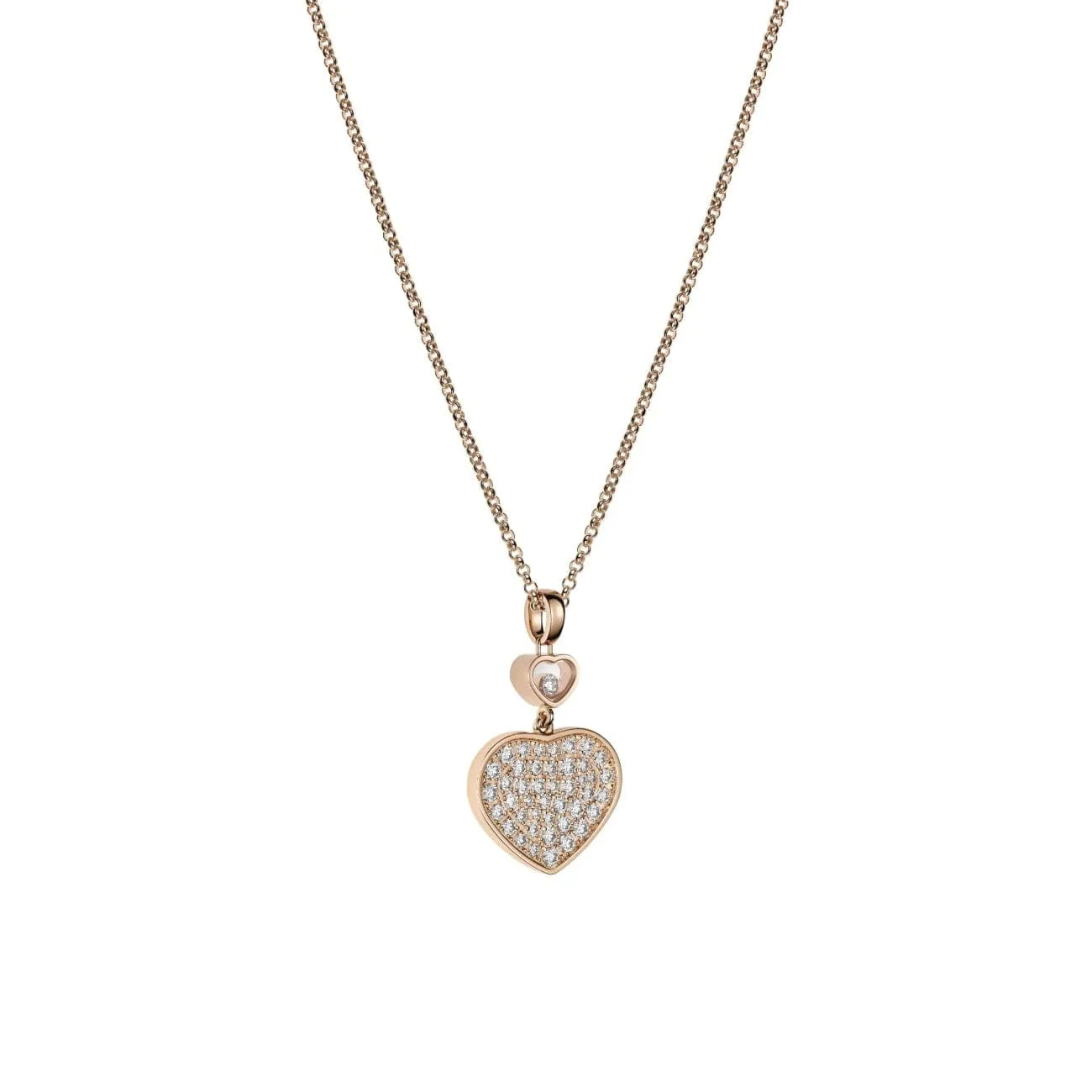 Happy Hearts Ethical Rose Gold Pavé Diamonds Pendant Necklace