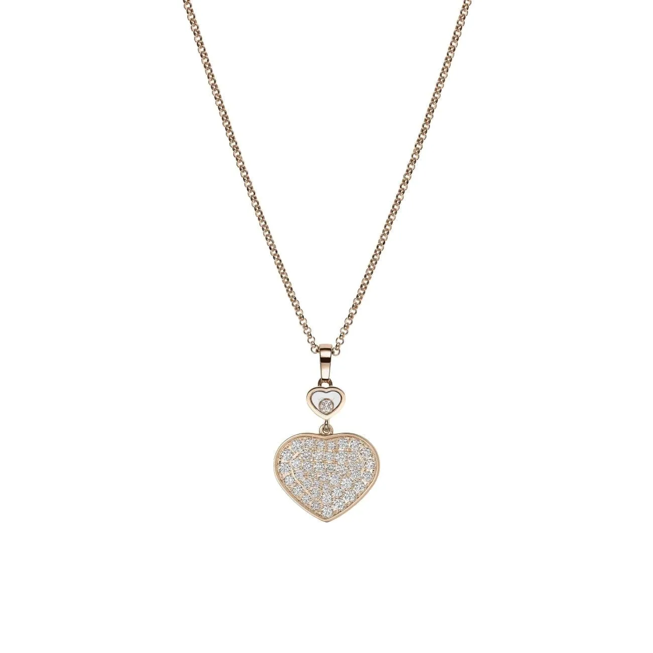 Happy Hearts Ethical Rose Gold Pavé Diamonds Pendant Necklace