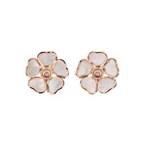 Happy Hearts Flowers Ethical Rose Gold Diamonds Mother of Pearl Earrings