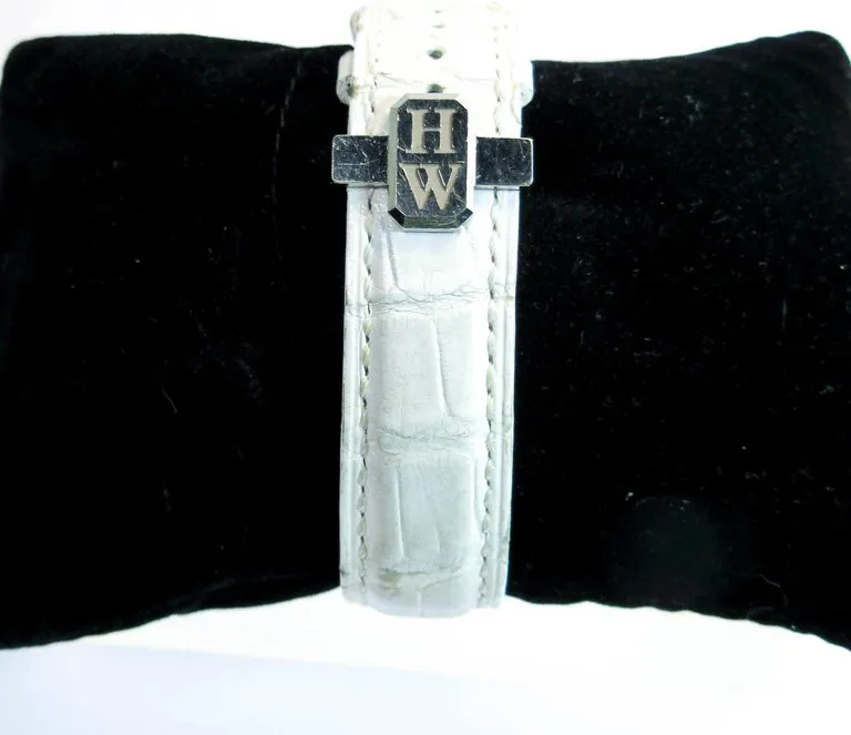 HARRY WINSTON 18 Karat White Gold and Diamond Watch with Exotic Strap