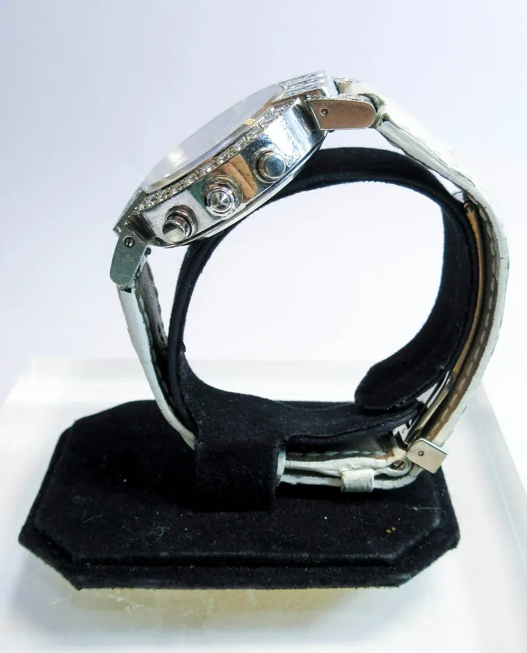 HARRY WINSTON 18 Karat White Gold and Diamond Watch with Exotic Strap