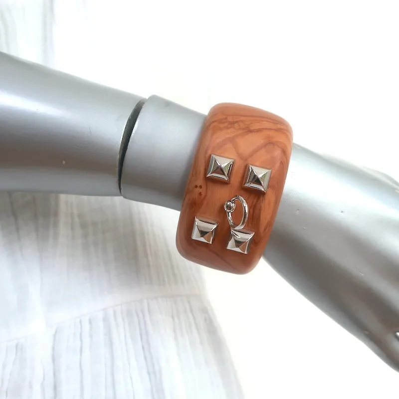 Hermes Medor Wood Wide Cuff Bracelet Size Small
