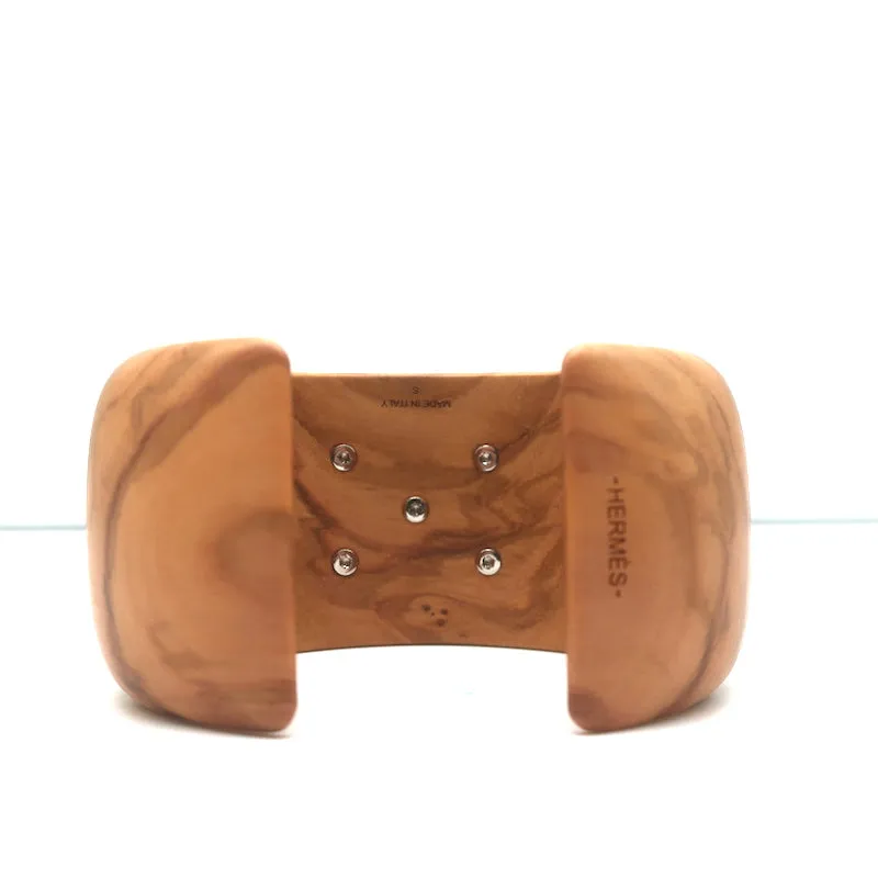 Hermes Medor Wood Wide Cuff Bracelet Size Small