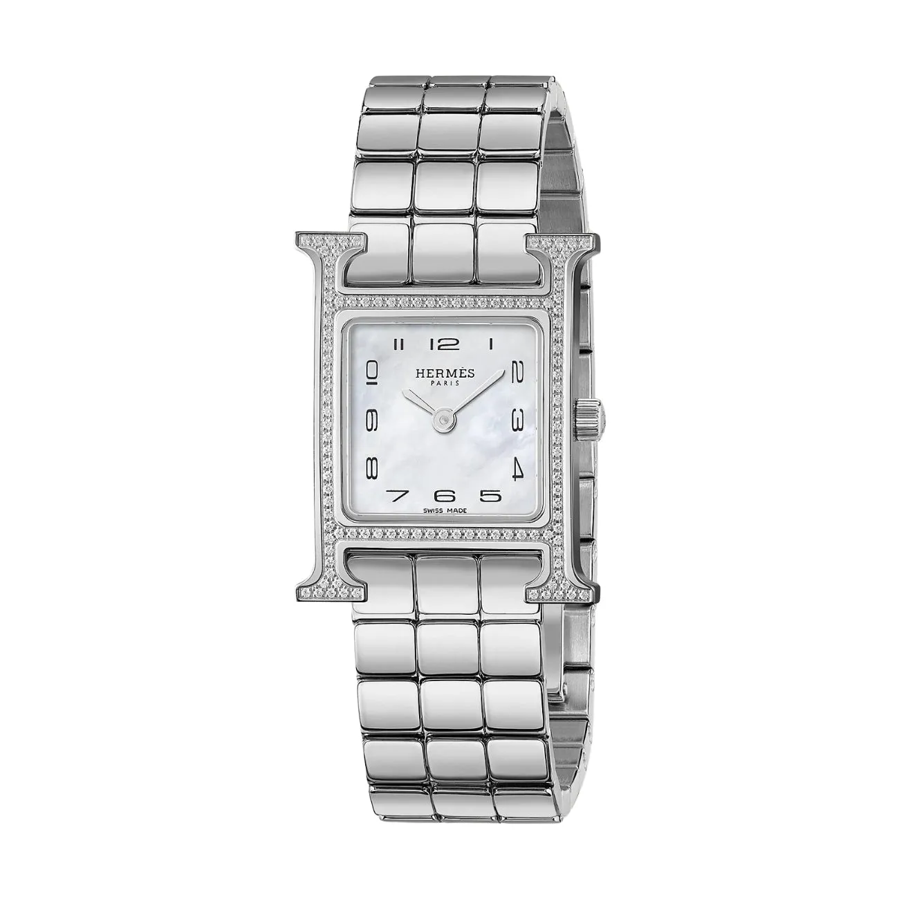 HEURE H - MOTHER OF PEARL FEATHER DIAMOND SET SMALL WATCH
