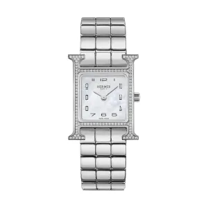 HEURE H - MOTHER OF PEARL FEATHER DIAMOND SET SMALL WATCH