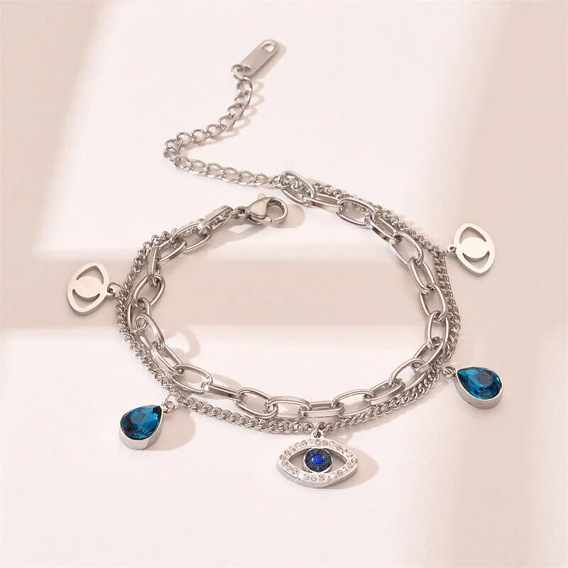 High-Quality 316L Stainless Steel Gold-Toned Turkish Evil Eye Bracelet for Women - Stylish Wrist Jewelry for Parties and Gifts