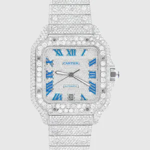 Iced Out Cartier Santos 40mm Diamond Watch 23.1ct.