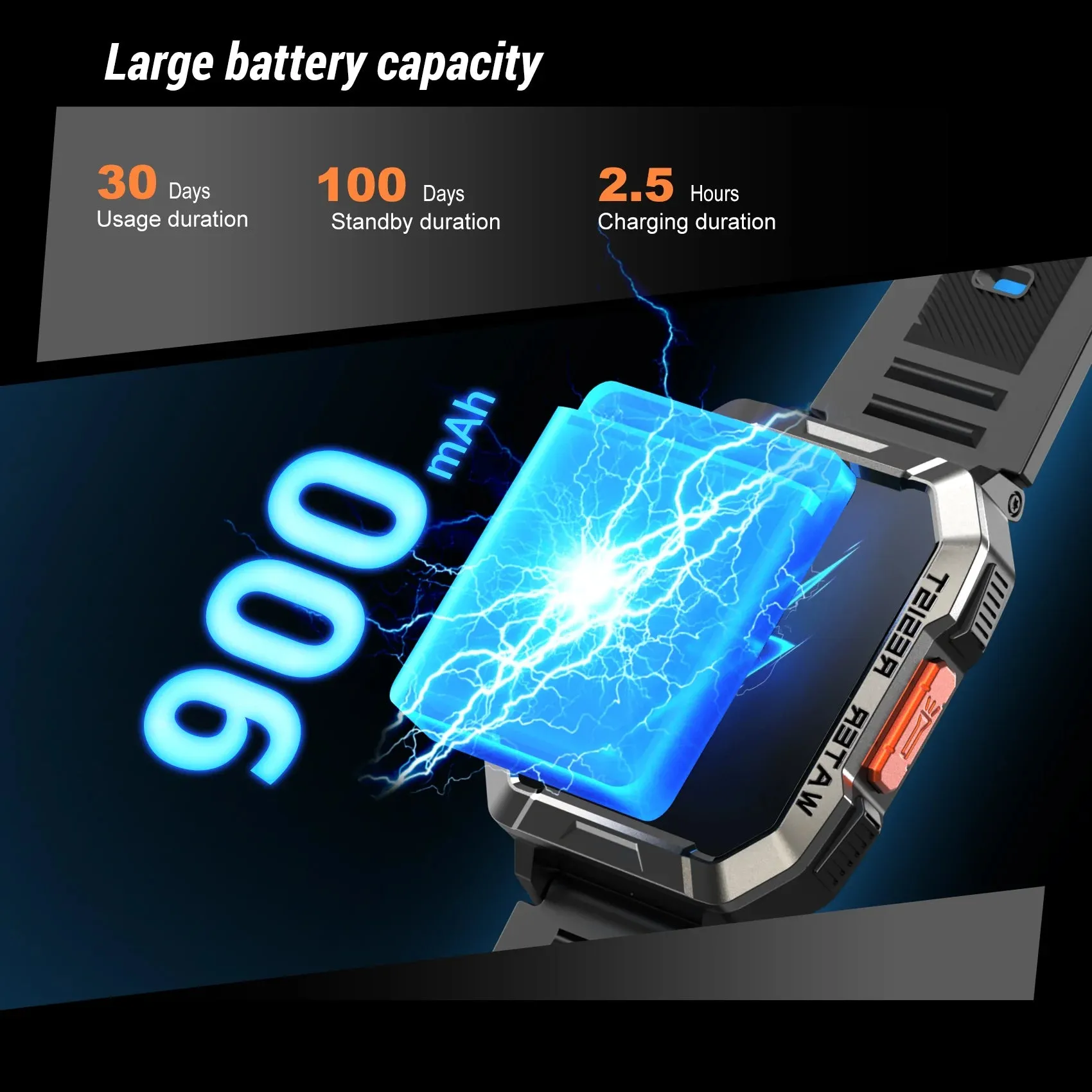IOWODO 2024 W60 Smart Watch 2.01'' HD Display Smartwatch for Outdoor with Emergency Lighting Bluetooth Calling 900mAh 30 days