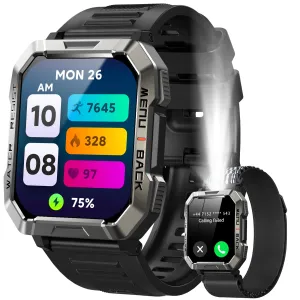 IOWODO 2024 W60 Smart Watch 2.01'' HD Display Smartwatch for Outdoor with Emergency Lighting Bluetooth Calling 900mAh 30 days