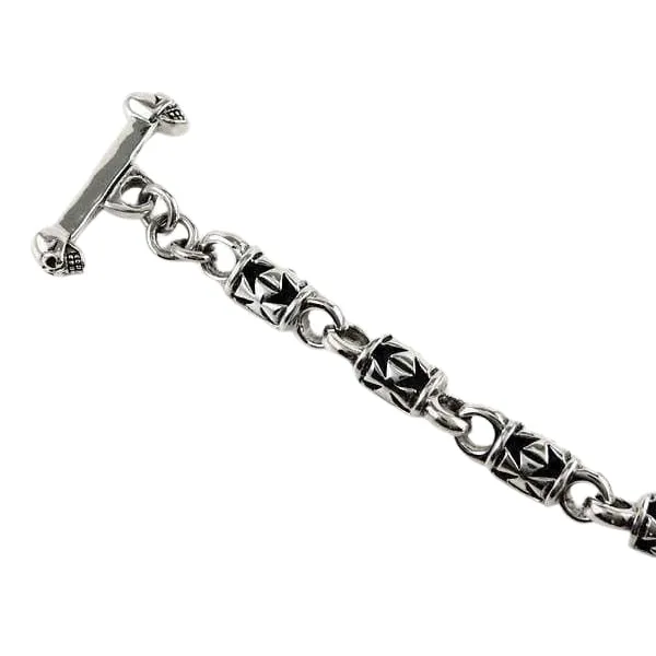 Iron Cross Sterling Silver Mens Biker Chain Bracelet