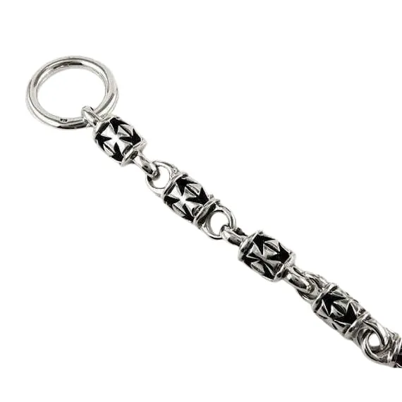 Iron Cross Sterling Silver Mens Biker Chain Bracelet