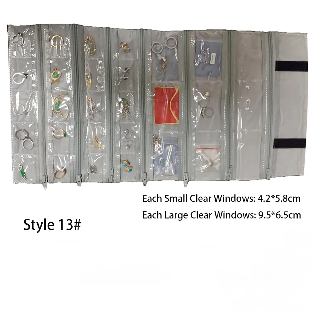 Jewelry Travel Rolls PVC Clear Windows Accessories Organizer Storage Jewelry Display Multipurpose