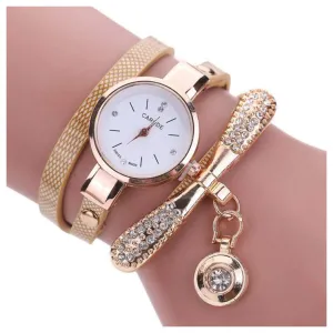 Jill Reid Leather Rhinestone Analog Quartz Wrist Watch