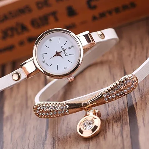 Jill Reid Leather Rhinestone Analog Quartz Wrist Watch