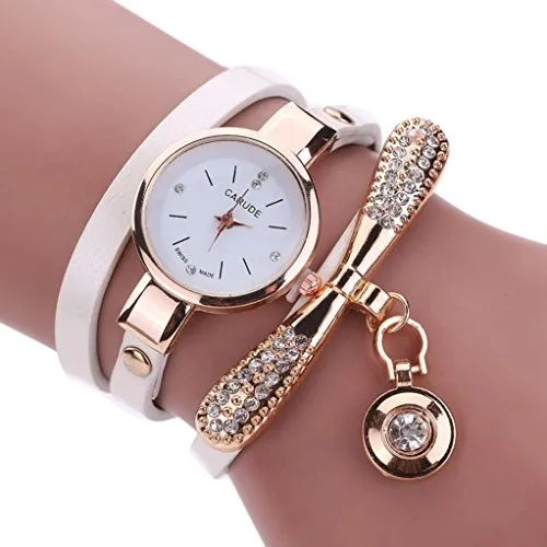 Jill Reid Leather Rhinestone Analog Quartz Wrist Watch