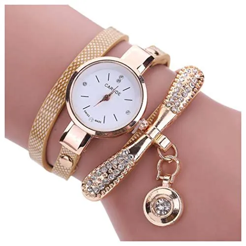 Jill Reid Leather Rhinestone Analog Quartz Wrist Watch