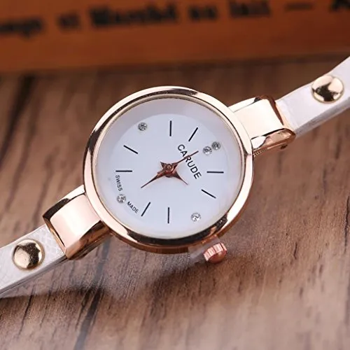 Jill Reid Leather Rhinestone Analog Quartz Wrist Watch