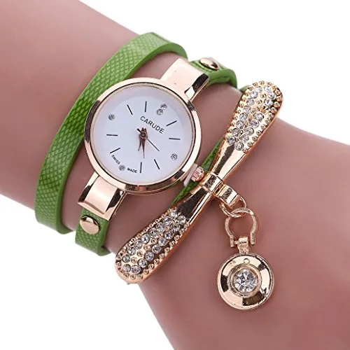 Jill Reid Leather Rhinestone Analog Quartz Wrist Watch