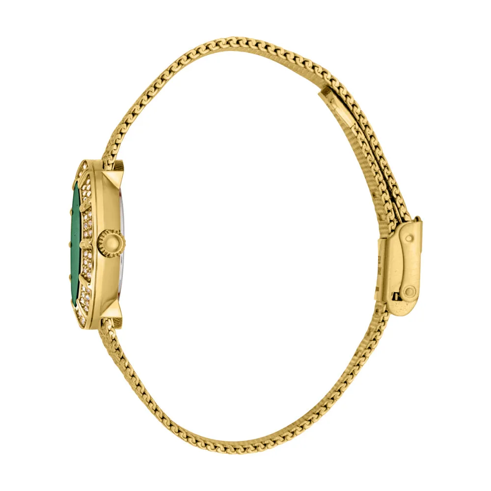 Just Cavalli Women's Gold Color Watch with Dark Green Dial and Mesh Bracelet
