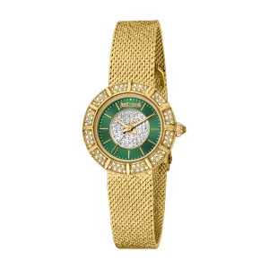 Just Cavalli Women's Gold Color Watch with Dark Green Dial and Mesh Bracelet