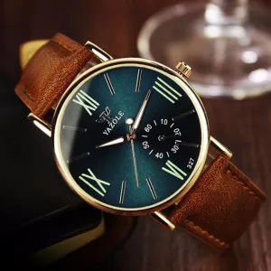 Leather, Analog Wristwatch Noctilucent