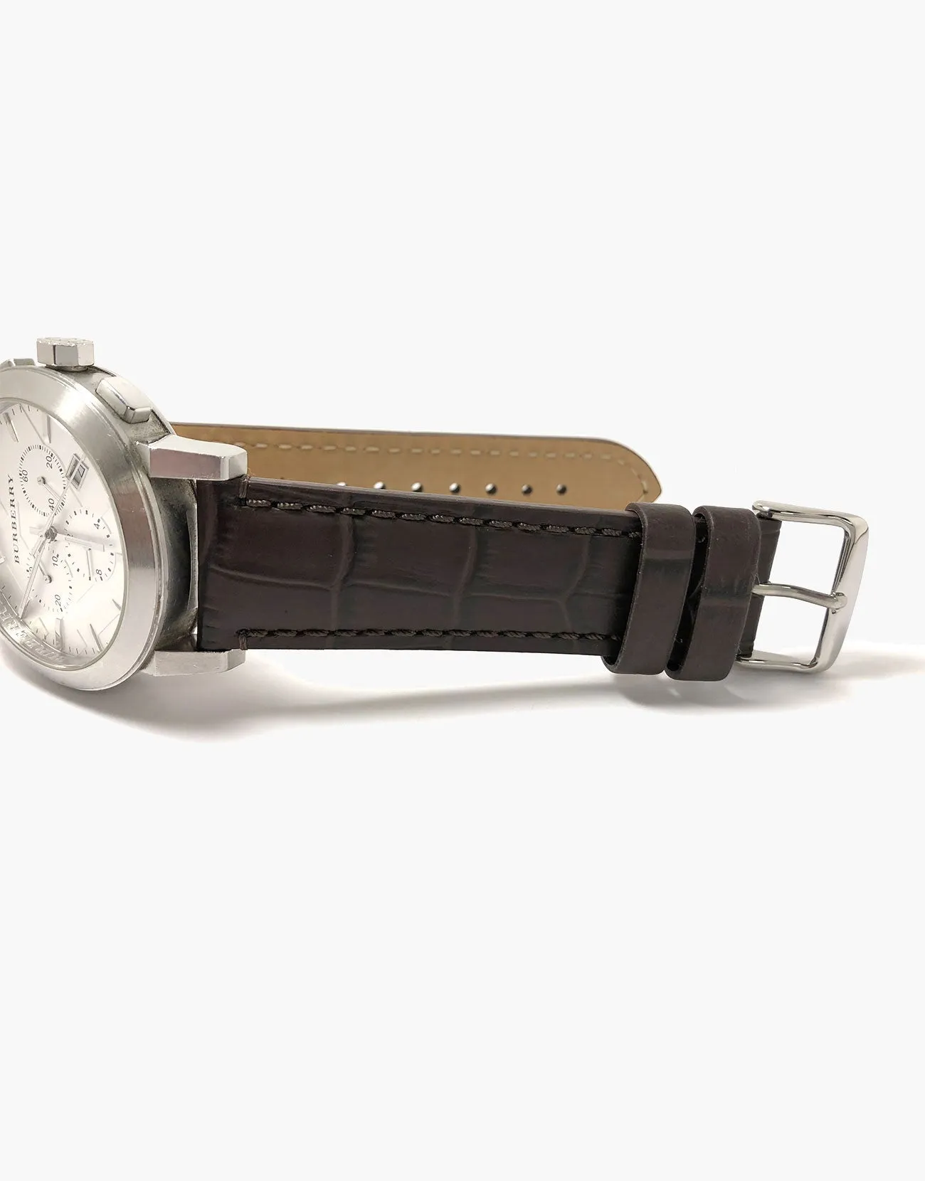 LUX Brown Genuine leather watch strap Alligator Grain Slim Flat-matte