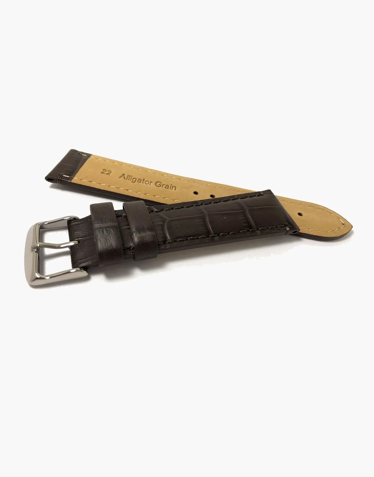 LUX Brown Genuine leather watch strap Alligator Grain Slim Flat-matte
