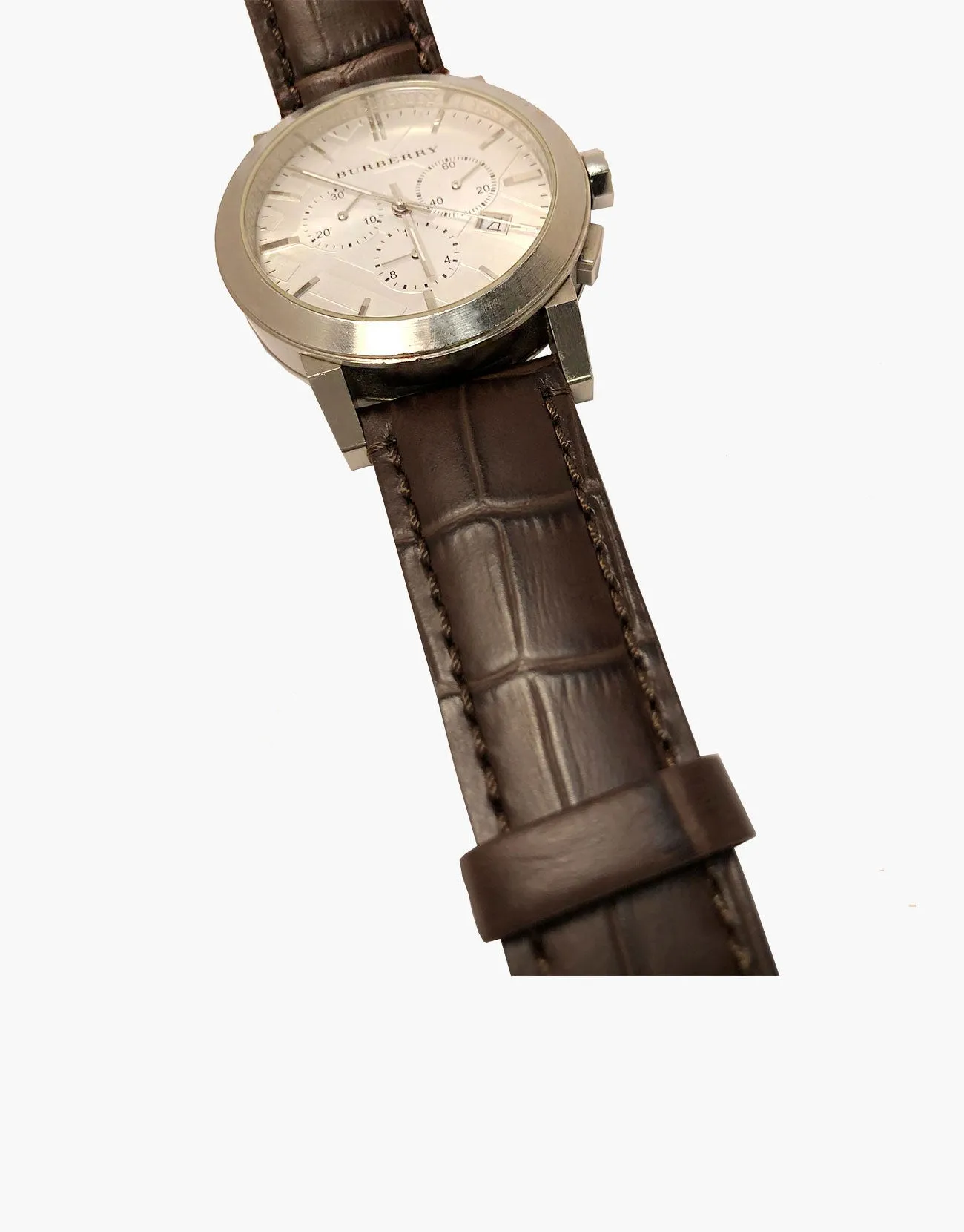 LUX Brown Genuine leather watch strap Alligator Grain Slim Flat-matte