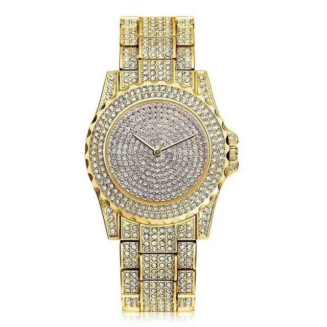 Luxury Diamond Watch 14K Yellow Gold Women Wedding PARTY Jewelry
