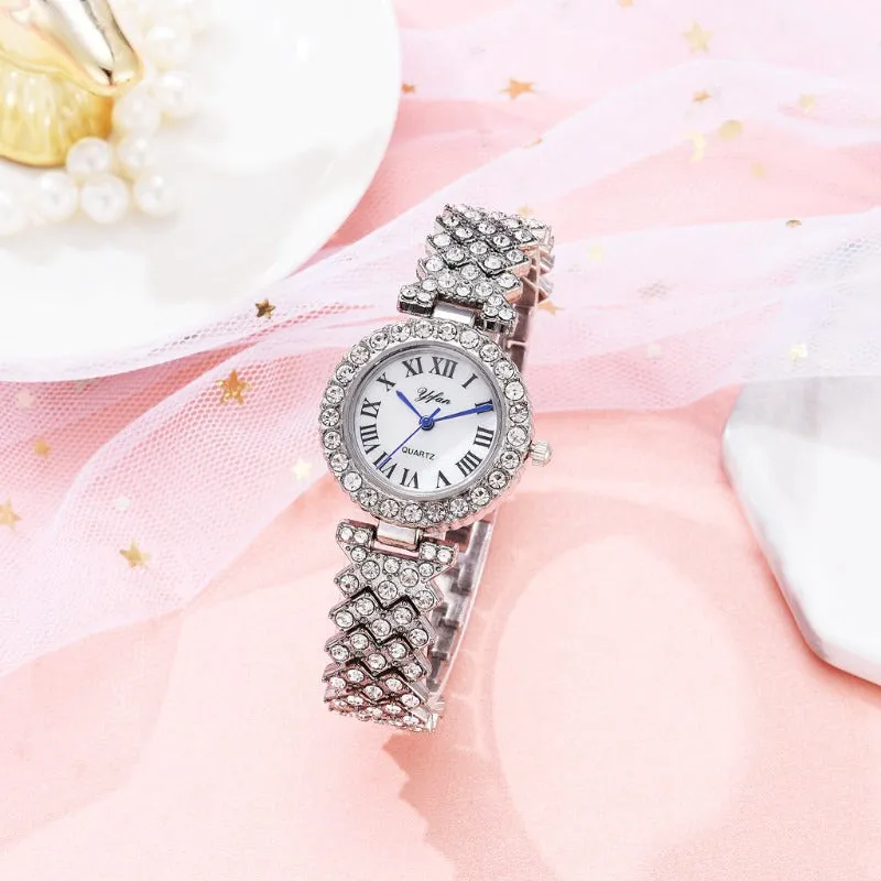 Luxury Wristwatch Diamond Bracelet Quartz Watch Rose Gold Jewelry