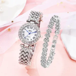Luxury Wristwatch Diamond Bracelet Quartz Watch Rose Gold Jewelry