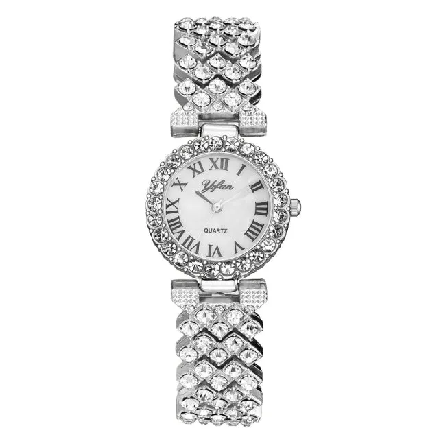 Luxury Wristwatch Diamond Bracelet Quartz Watch Rose Gold Jewelry