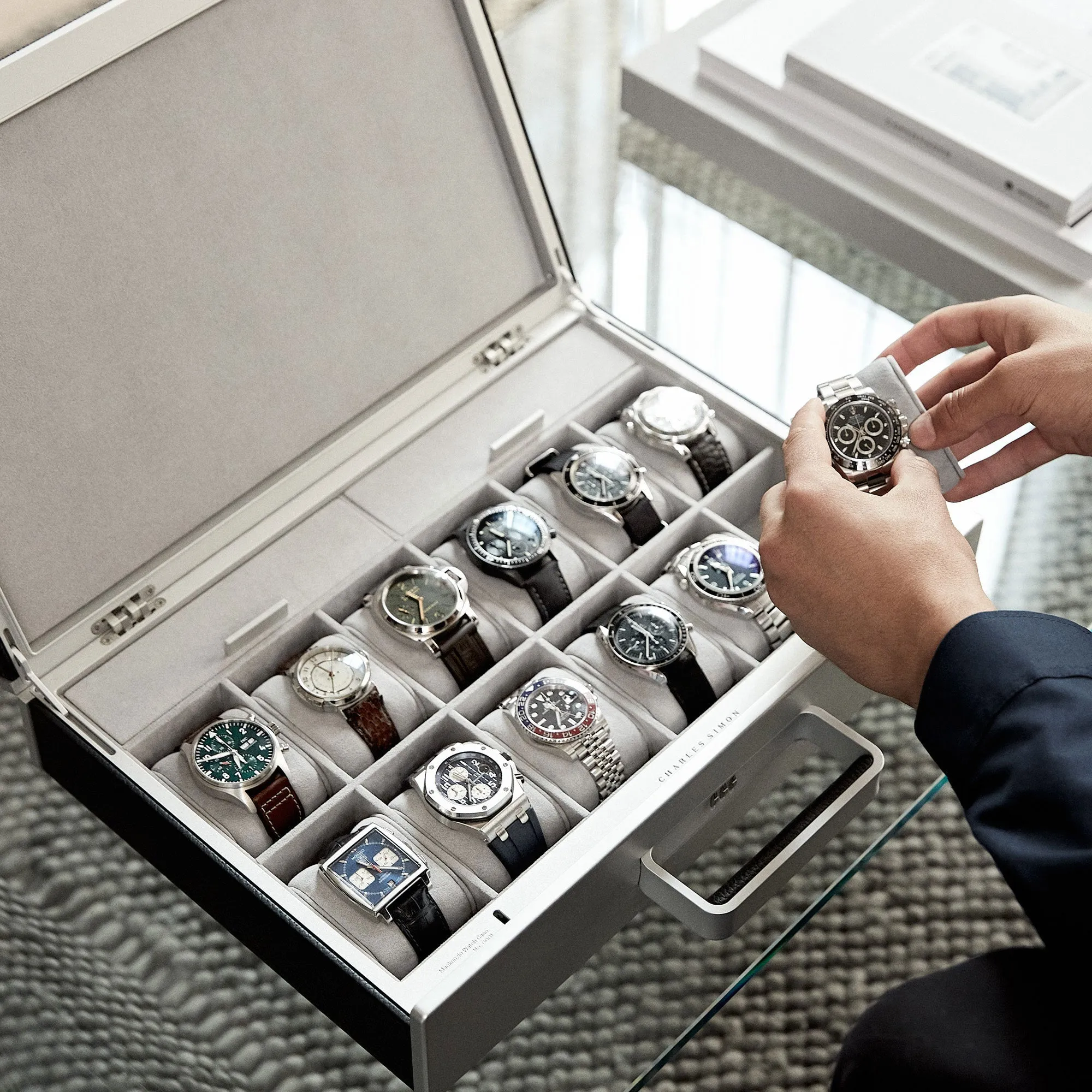 MACKENZIE 12 ORIGINAL WATCH BRIEFCASE - MARINE / GREY