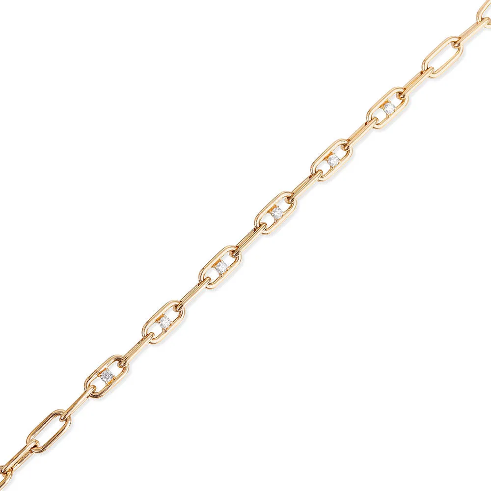 MELONY DIAMOND PAPERCLIP CHAIN BRACELET