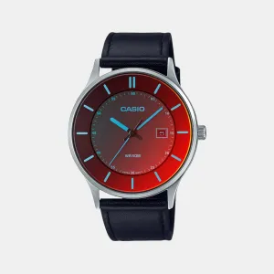 Men's Analog Leather Watch A2112 - MTP-E605L-1EVDF