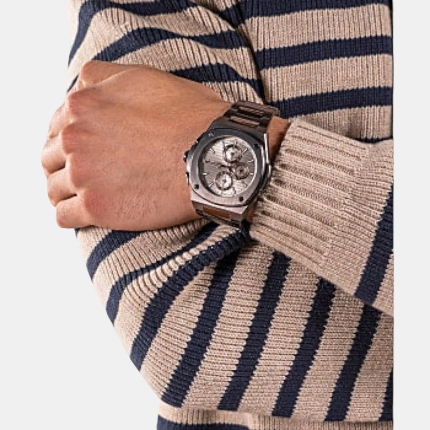 Men's Beige Stainless Steel Chronograph Watch Y99013G1MF