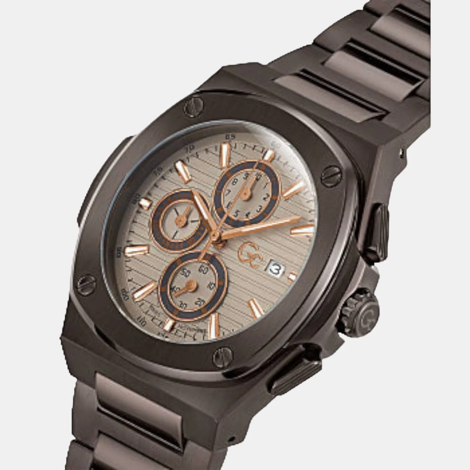 Men's Beige Stainless Steel Chronograph Watch Y99013G1MF