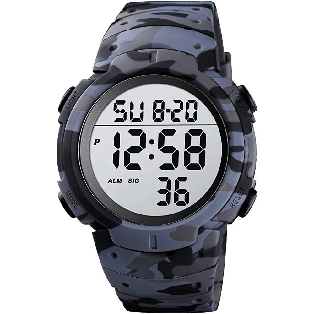 Mens Digital Sports Watch LED Screen Large Face Military Watches for Men Waterproof Casual Luminous Stopwatch Alarm Simple Army Watch