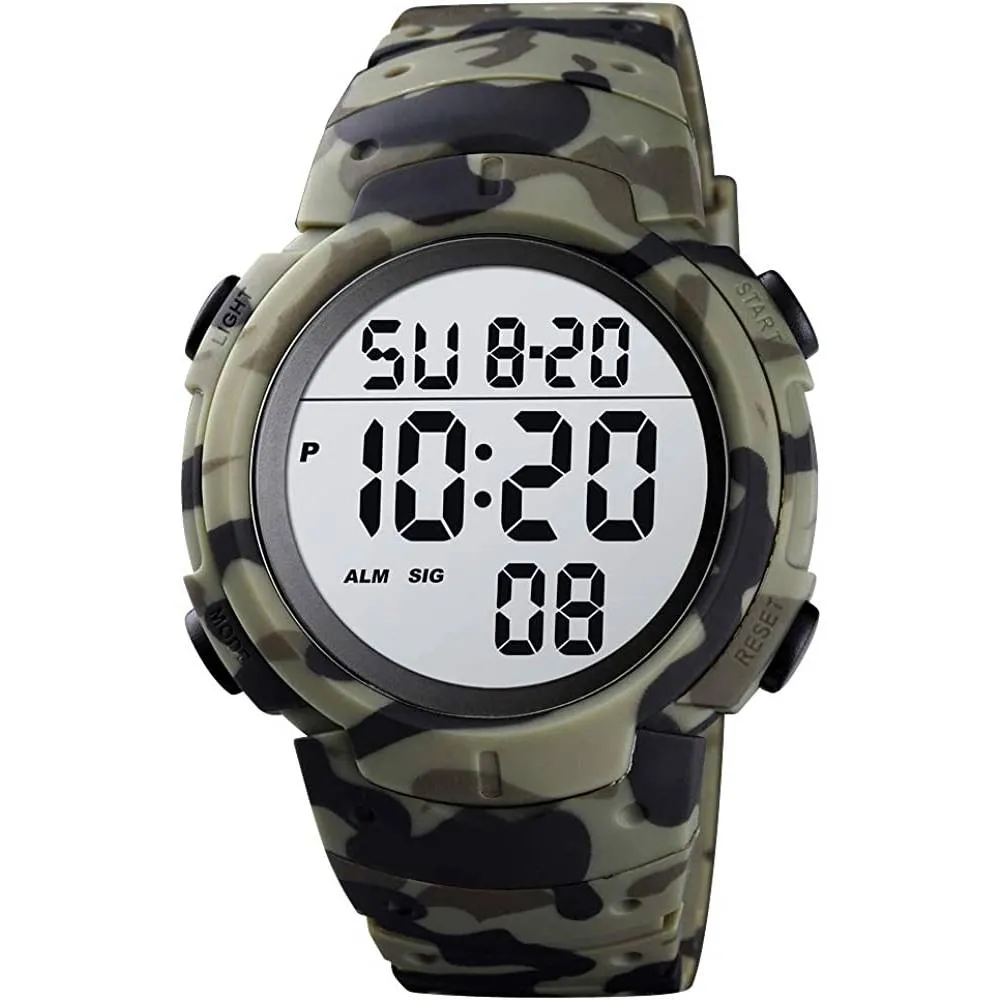 Mens Digital Sports Watch LED Screen Large Face Military Watches for Men Waterproof Casual Luminous Stopwatch Alarm Simple Army Watch