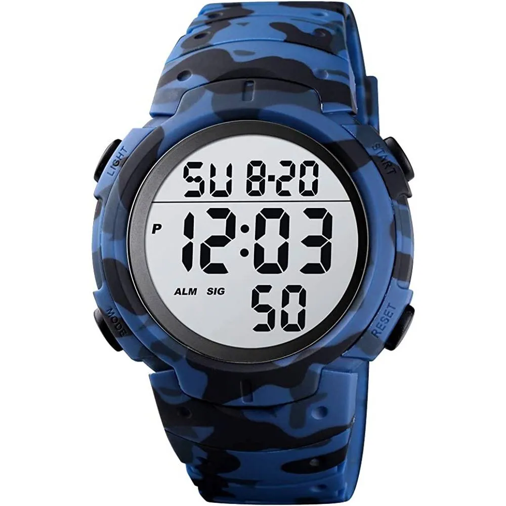 Mens Digital Sports Watch LED Screen Large Face Military Watches for Men Waterproof Casual Luminous Stopwatch Alarm Simple Army Watch