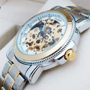 Men's Dressy Silver/Gold Trim Watch