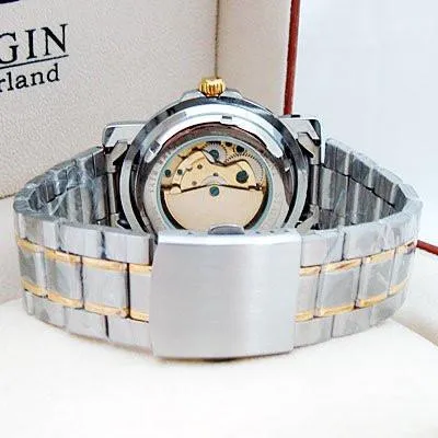 Men's Dressy Silver/Gold Trim Watch
