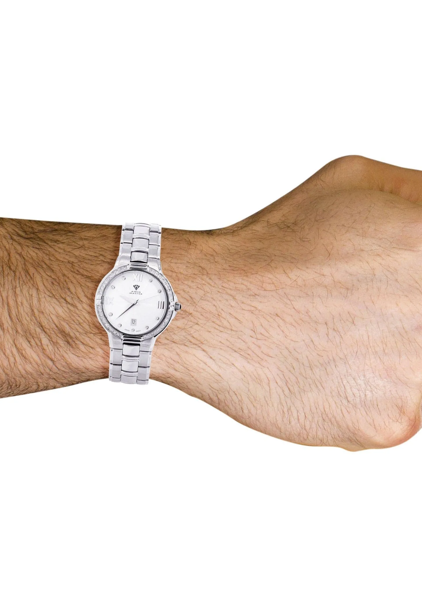 Mens White Gold Tone Diamond Watch | Appx. 1.03 Carat