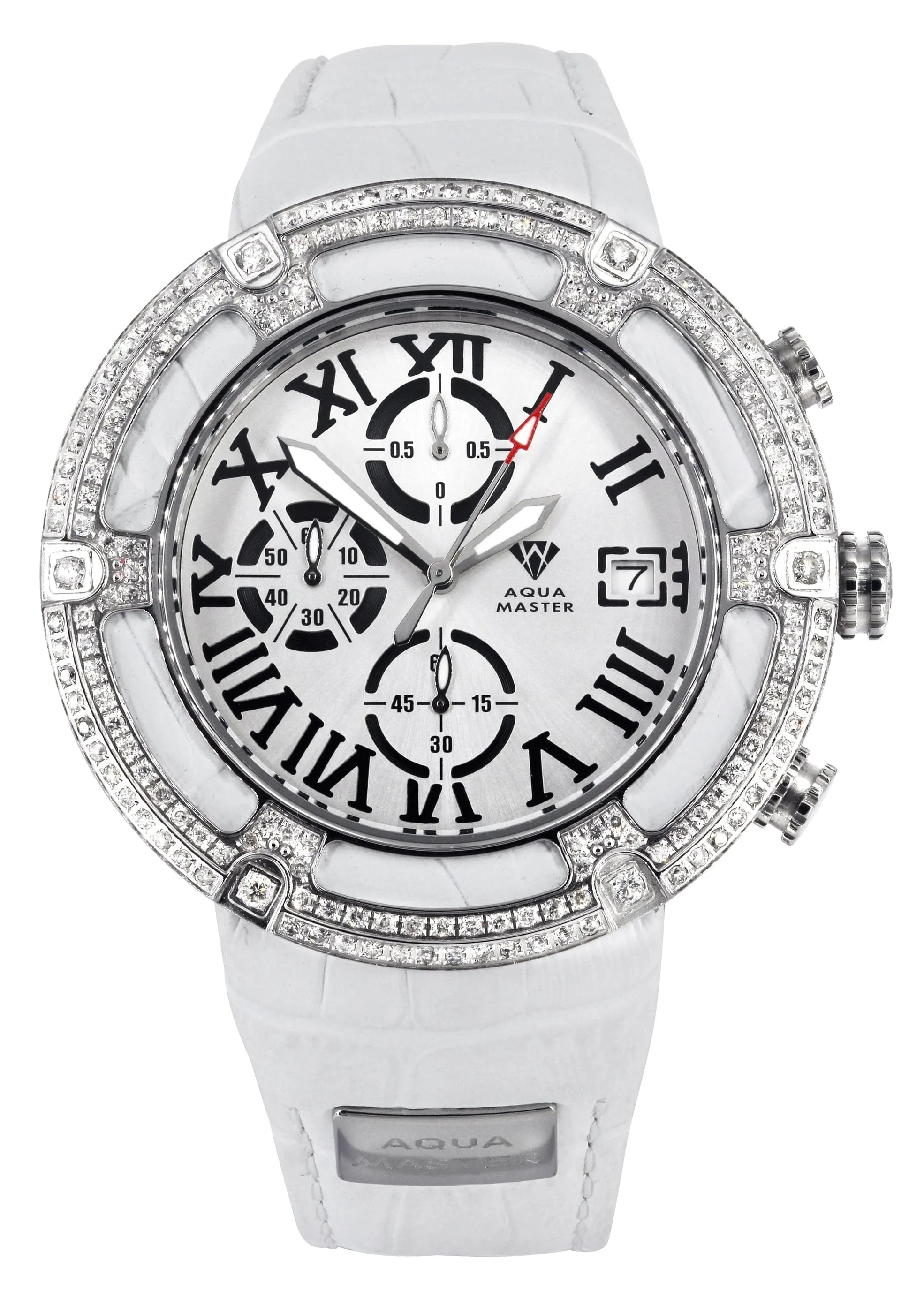 Mens White Gold Tone Diamond Watch | Appx. 5.35 Carats