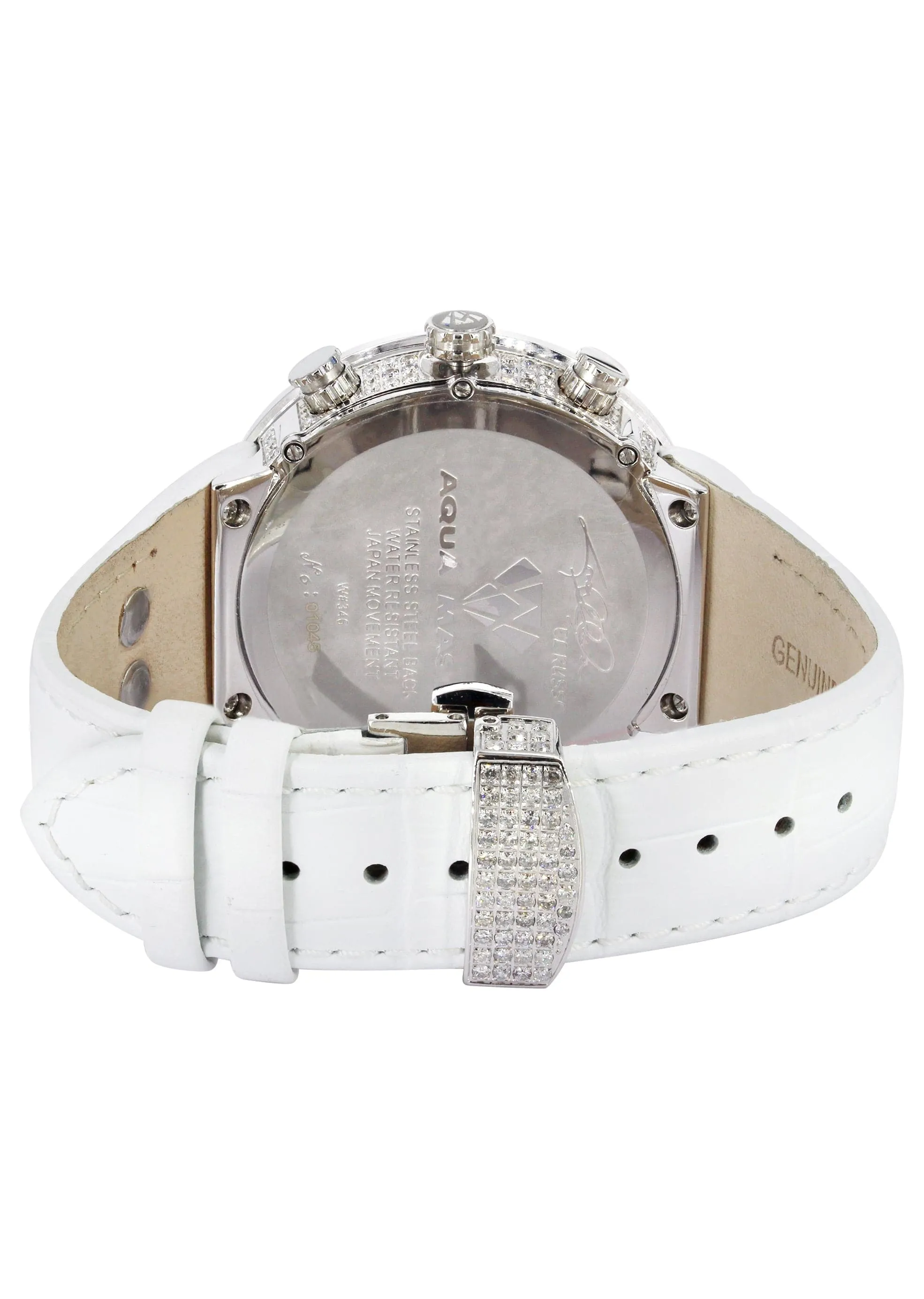 Mens White Gold Tone Diamond Watch | Appx. 5.35 Carats