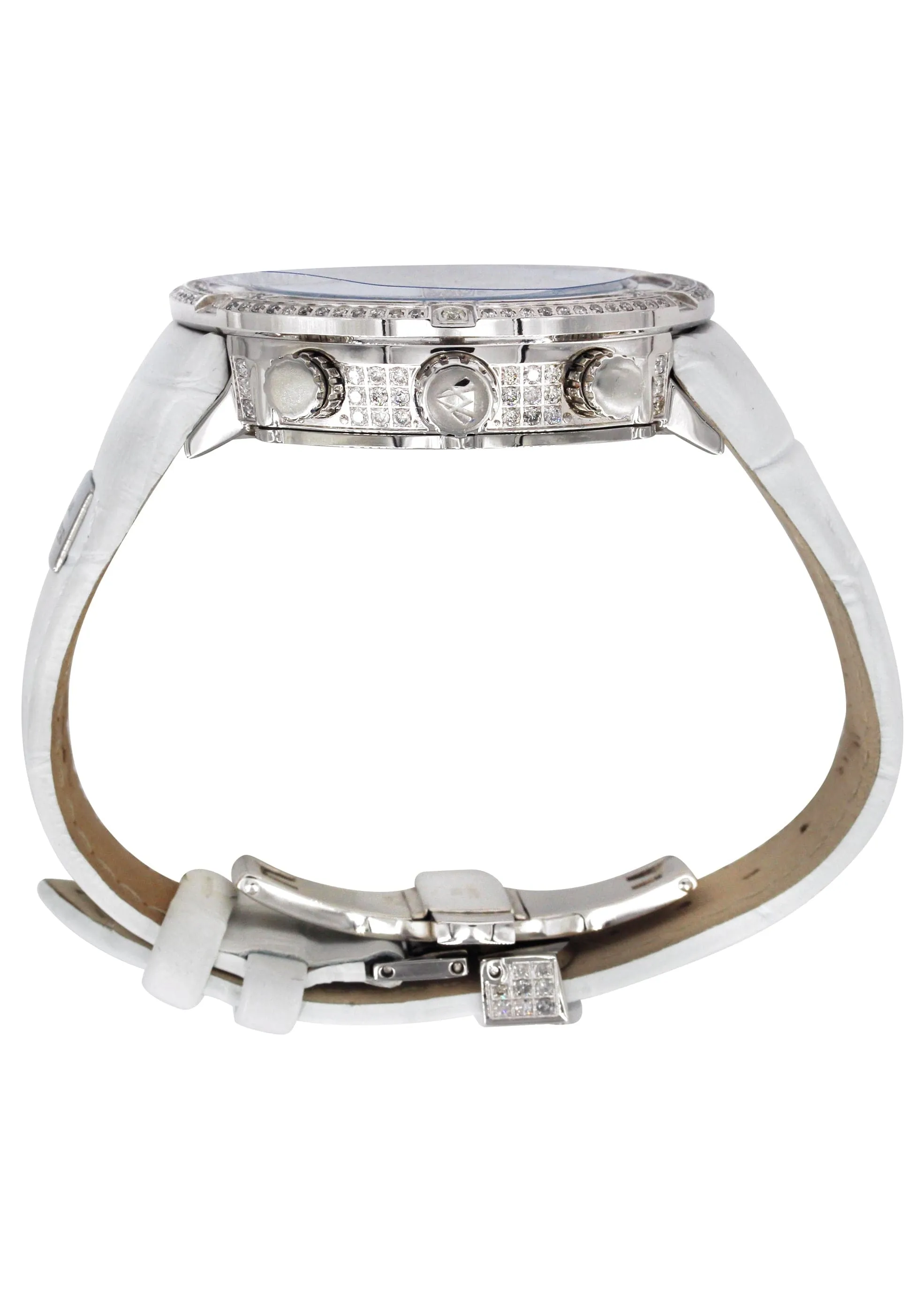 Mens White Gold Tone Diamond Watch | Appx. 5.35 Carats