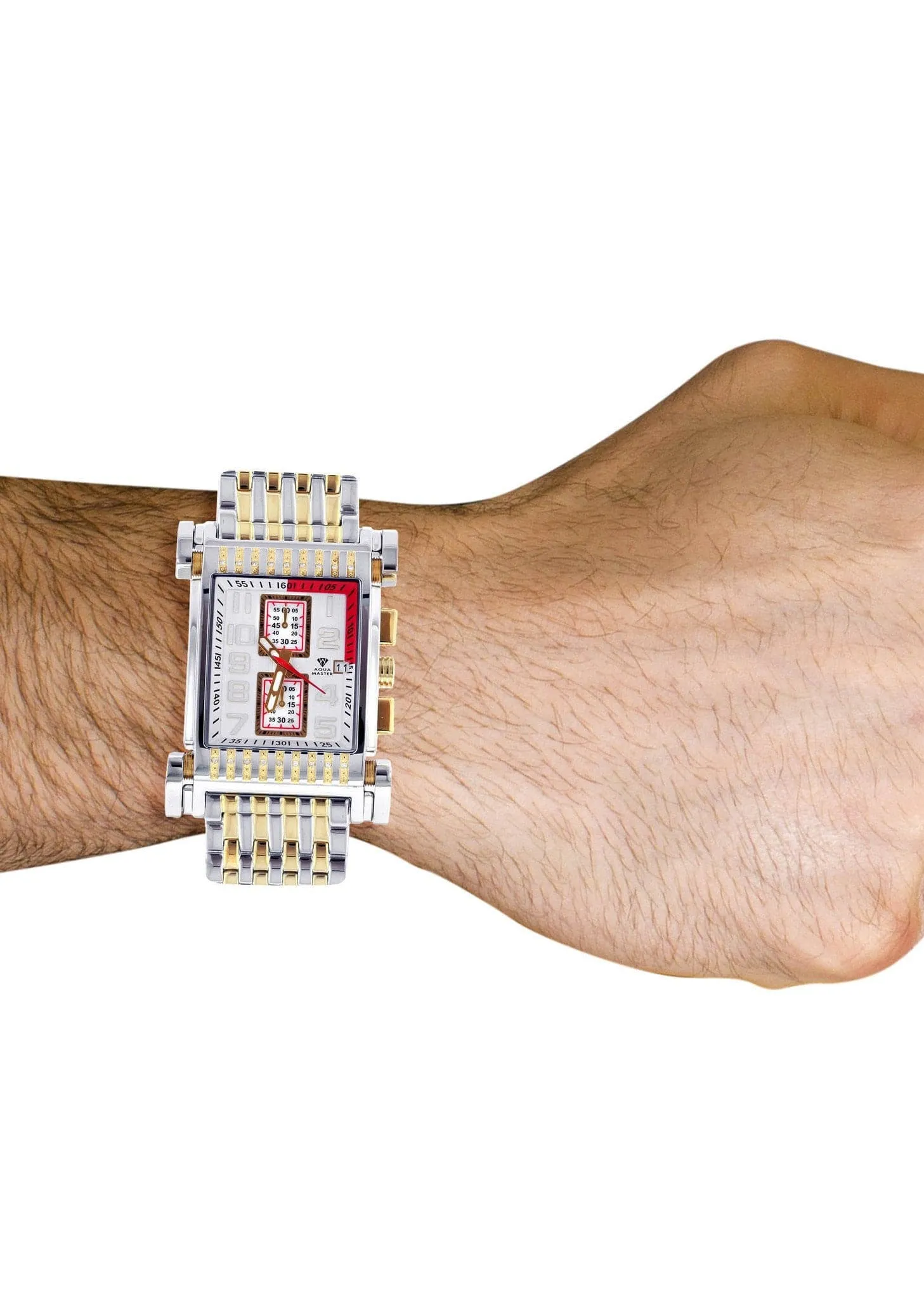 Mens Yellow Gold  Tone Diamond Watch | Appx. 0.195 Carats