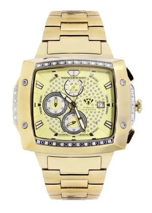 Mens Yellow Gold Tone Diamond Watch | Appx. 0.28 Carats